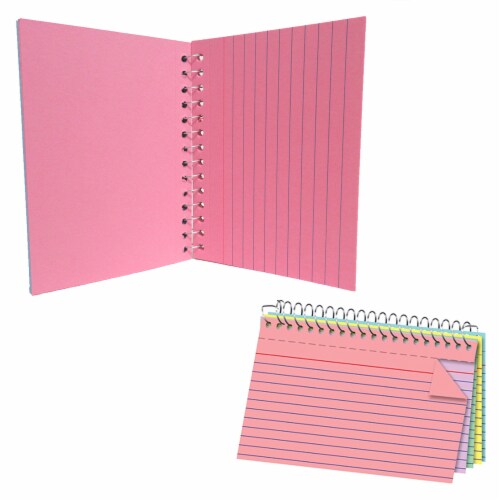 2 Pack Spiral Bound Index Cards 3  X 5  Ruled 50Ct Assorted Colors School Office Perspective: bottom