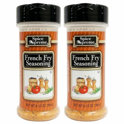 2 Spice Supreme French Fry Seasoning 6.5oz Seasoned Fries Dry Rub Meats Veggies Perspective: bottom