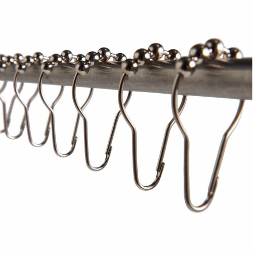 12 Shower Curtain Hooks Rings Stainless Steel Roller Glide Balls Metal Clip  Rod, 1 - Gerbes Super Markets