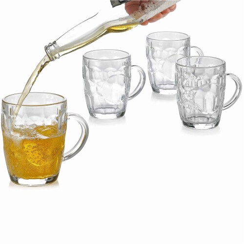 2 Pc Glass Beer Mug Pilsner Glass Cups Clear Coffee Tea Hot Cold Beverage 8.6Oz Perspective: bottom