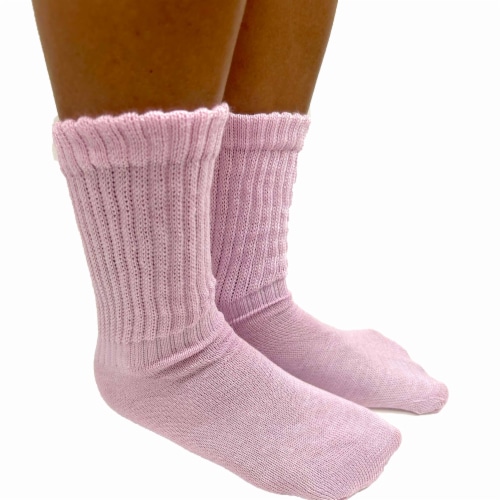 2 Pairs Pink Girls Soft Slouch Socks Plush Cotton Thick Knit Scrunch Junior 6-8 Perspective: bottom