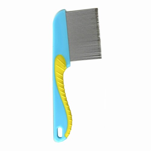 2 Pc Stainless Steel Pet Hair Comb Metal Teeth Dog Cat Flea Brush Grip Grooming Perspective: bottom