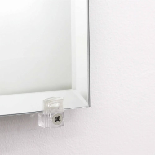 24 Wall Mirror Holder Clips Clear Retainer Mounting Brackets Screws Anchors Kit Perspective: bottom