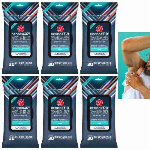 6 Packs Men's Deodorant Wet Wipes Cleaning Cloths Moist Towelette Fresh 180 Ct Perspective: bottom