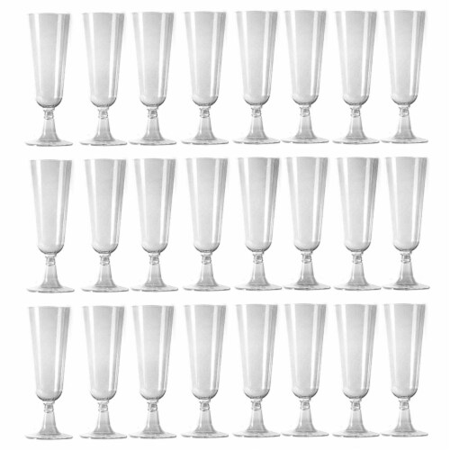 24 Pc Plastic Champagne Flutes Wine Mimosa Disposable Glasses Cups Wedding 4.7oz Perspective: bottom
