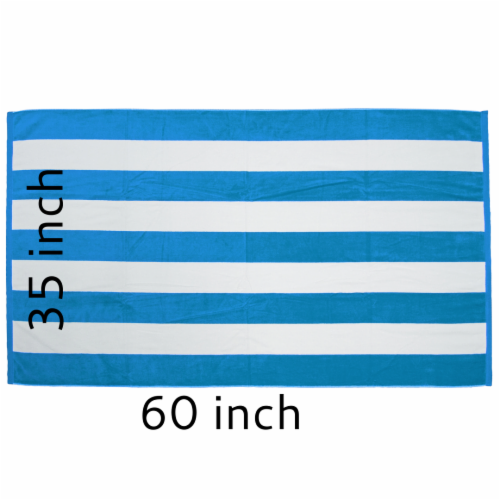 TowelSoft Premium Cabana Stripe 100% Cotton Terry Velour Beach Towel 35 inch x 60 inch-Aqua Perspective: bottom