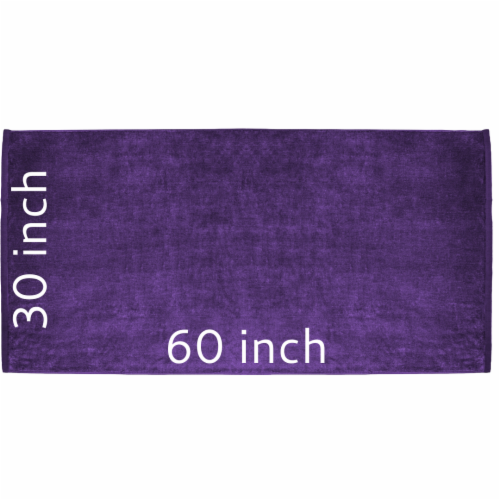 TowelSoft Premium 100% Cotton terry velour beach towel 30 inch x 60 inch-Purple Perspective: bottom