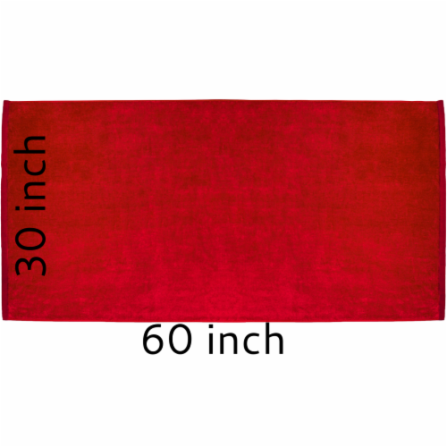 TowelSoft Premium 100% Cotton terry velour beach towel 30 inch x 60 inch-Red Perspective: bottom