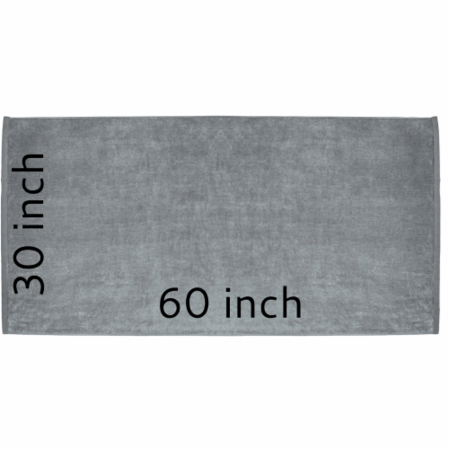TowelSoft Premium 100% Cotton terry velour beach towel 30 inch x 60 inch-Silver Perspective: bottom