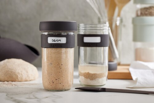 Lekue Sourdough Starter Set with 2 Jars and Silicone Spatula, Brown Perspective: bottom