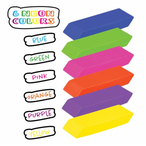 Neliblu Premium Pencil Erasers High Quality Bright Neon Chiseled Erasers 6 Pack Perspective: bottom