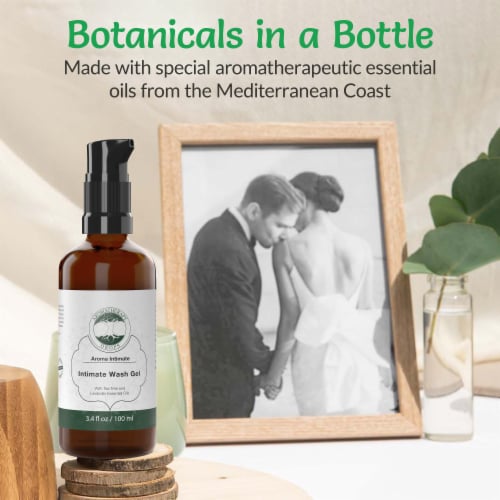 Intimate Wash Gel | Natural Feminine Wash with Lactic Acid, Tea Tree, & Lavender Perspective: bottom
