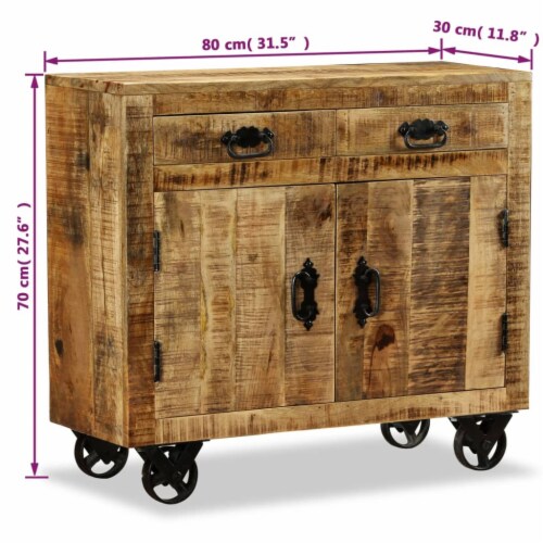 vidaXL Sideboard with 2 Drawers and 1 Cabinet Rough Mango Wood Perspective: bottom