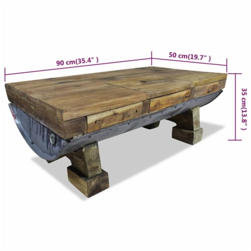 vidaXL Coffee Table Solid Reclaimed Wood 35.4 x19.7 x13.8 1 set