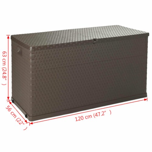 vidaXL Patio Storage Box Brown 47.2 x22 x24.8 PP Rattan Perspective: bottom