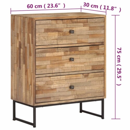 vidaXL Sideboard Reclaimed Teak Wood 23.6 x11.8 x29.5 Perspective: bottom