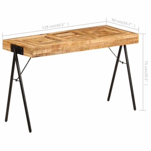 vidaXL Writing Table Solid Mango Wood 46.5 x19.7 x29.5 Perspective: bottom