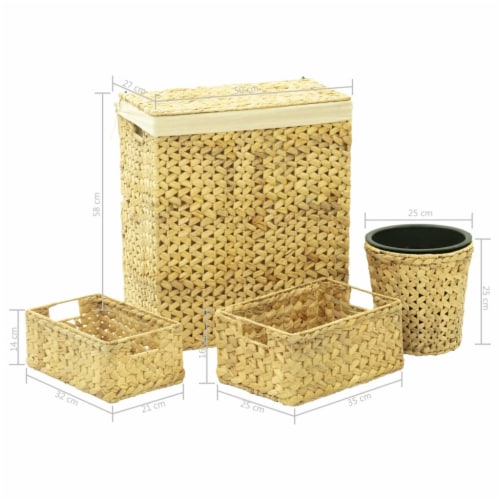 vidaXL 4 Piece Bathroom Set Water Hyacinth Perspective: bottom