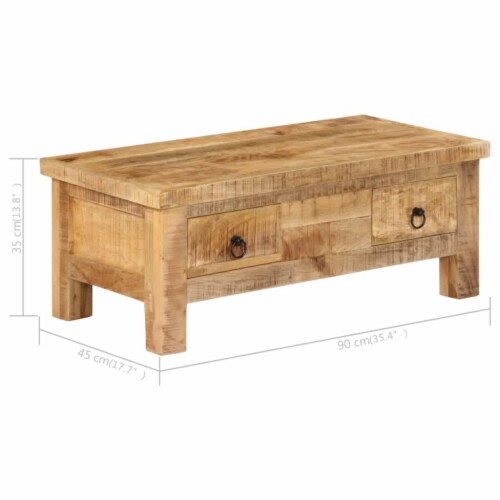 vidaXL Coffee Table 35.4 x17.7 x13.8 Solid Mango Wood Perspective: bottom