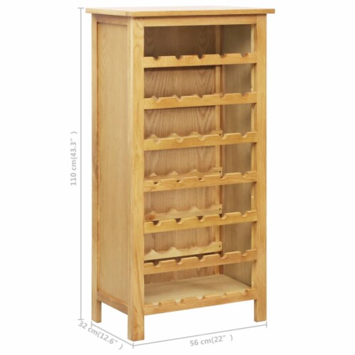 vidaXL Wine Cabinet 22 x12.6 x43.3 Solid Oak Wood Perspective: bottom