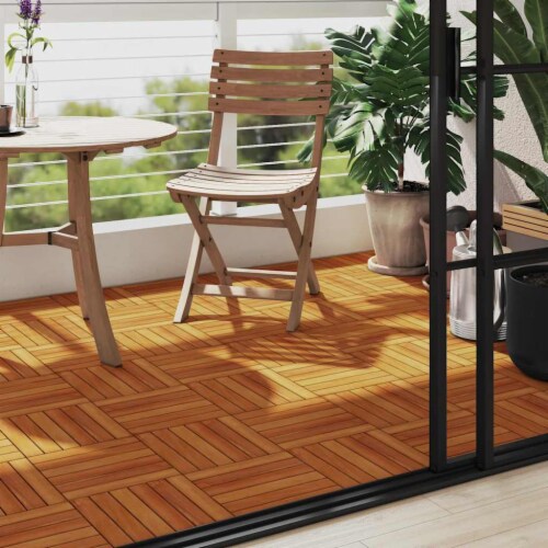 vidaxl 10 pcs Acacia Decking Tiles 11.8 x11.8 Vertical Pattern Perspective: bottom