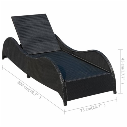 vidaXL Sun Lounger with Cushion Poly Rattan Black 1 pcs Kroger