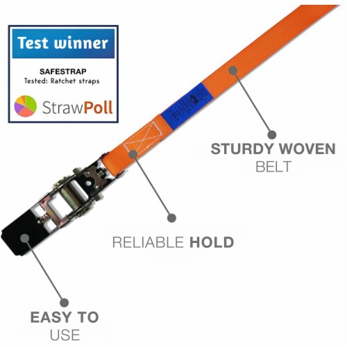 SafeStrap Ratchet Strap 13 Feet Orange - 3500 lbs Capacity - Set of 4 Perspective: bottom