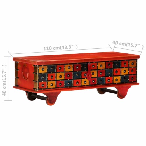 vidaXL Storage Box Red 43.3 x15.7 x15.7 Solid Acacia Wood Perspective: bottom