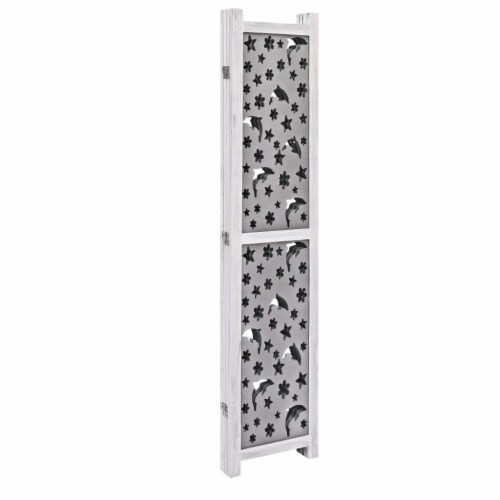 vidaXL 4-Panel Room Divider Gray 55.1 x65 Solid Wood Perspective: bottom