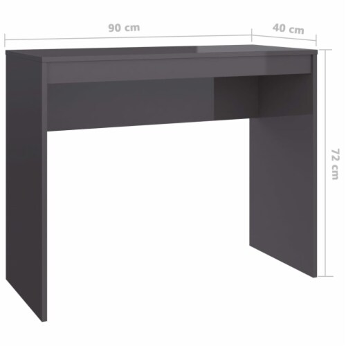 vidaXL Desk High Gloss Gray 35.4 x 15.7 x 28.3 Engineered Wood Perspective: bottom