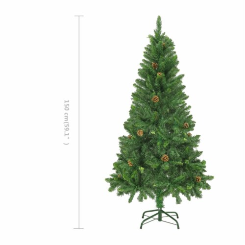 vidaXL Artificial Christmas Tree with Pine Cones Green 5 ft Perspective: bottom