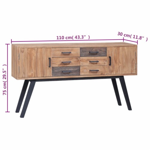 vidaXL Side Cabinet 55.1 x11.8 x29.5 Solid Teak Perspective: bottom