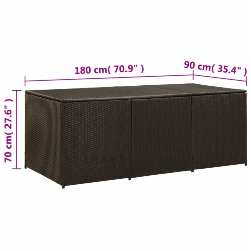 vidaXL Patio Storage Box Poly Rattan 70.9 x35.4 x27.6 Brown Perspective: bottom