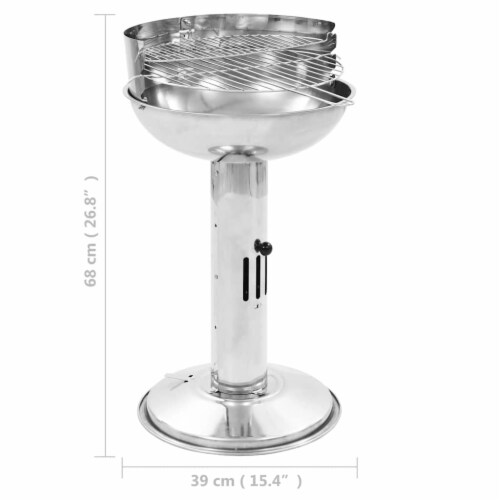 vidaXL Pedestal Charcoal BBQ Grill Stainless Steel Perspective: bottom