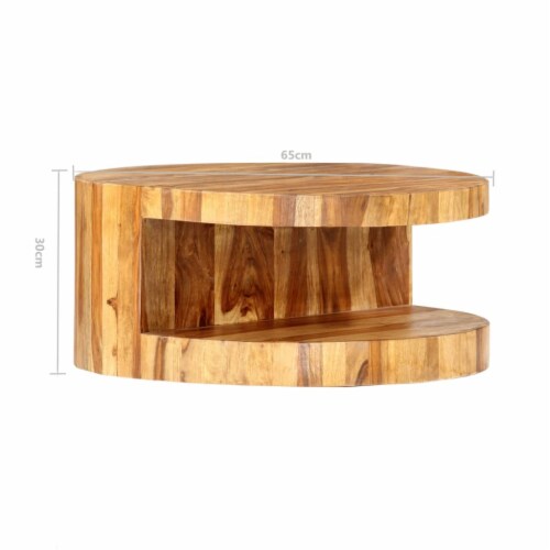 vidaXL Round Coffee Table 25.6 x11.8 Solid Sheesham Wood 25.6