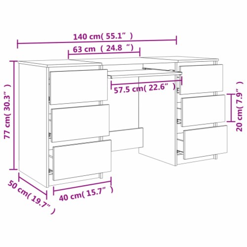 vidaXL Writing Desk Sonoma Oak 55.1 x19.7 x30.3 Engineered Wood 1
