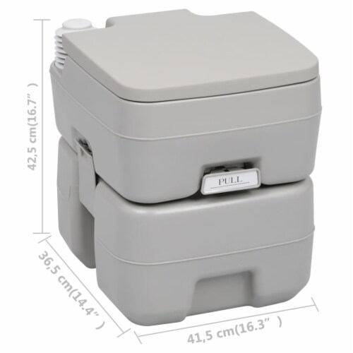 vidaXL Portable Camping Toilet Gray 5.3+2.6 gal Perspective: bottom