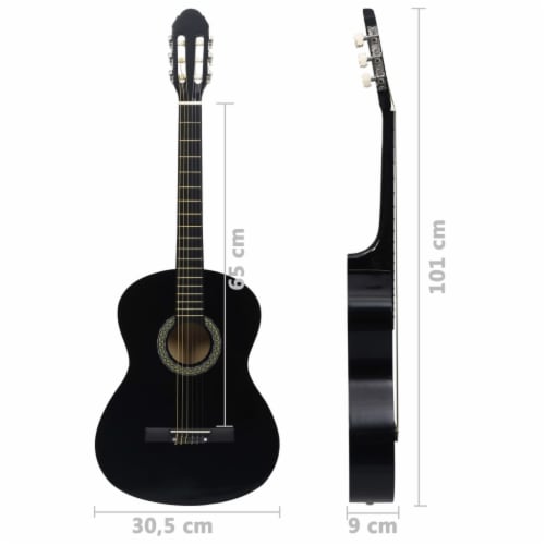 vidaXL Classical Guitar for Beginner Black 4/4 39  Basswood Perspective: bottom