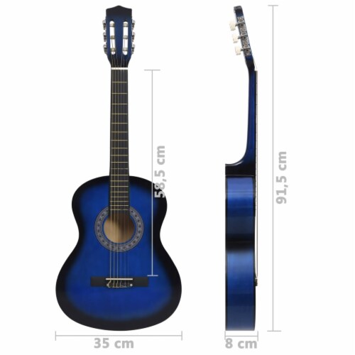 vidaXL 8 Piece Classical Guitar Kid Beginner Set Blue 3/4 36 Perspective: bottom