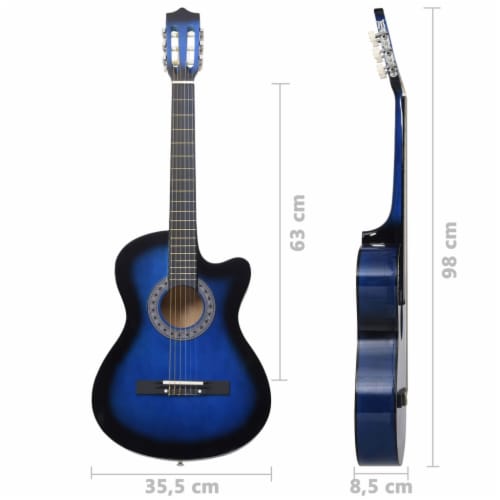 vidaXL 12 Piece Western Classical Guitar Set with 6 Strings Blue 38 Perspective: bottom