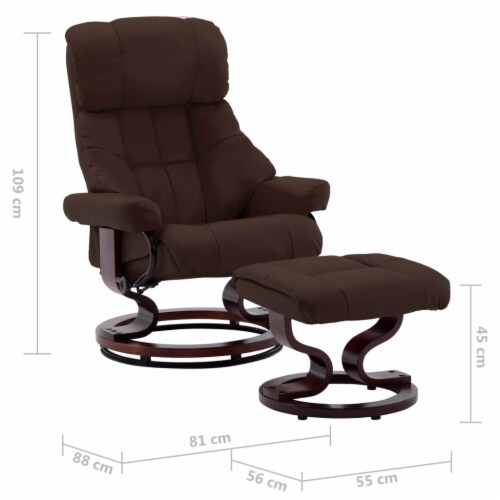 vidaXL Swivel Recliner with Ottoman Brown Faux Leather and