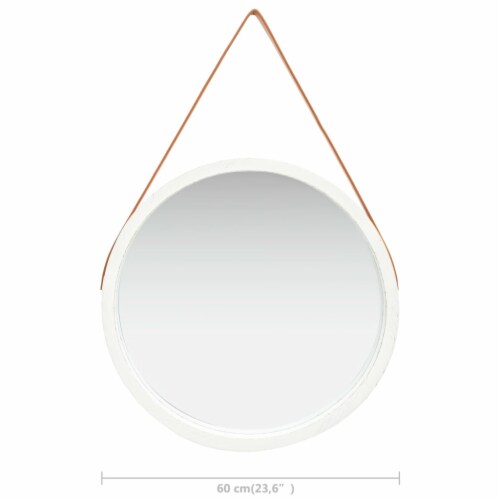 vidaXL Wall Mirror with Strap 23.6 White Perspective: bottom