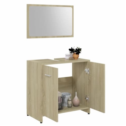 vidaXL Bathroom Furniture Set Sonoma Oak Engineered Wood Perspective: bottom