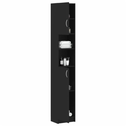 vidaXL Bathroom Cabinet Black 12.6 x10 x74.8 Engineered Wood Perspective: bottom