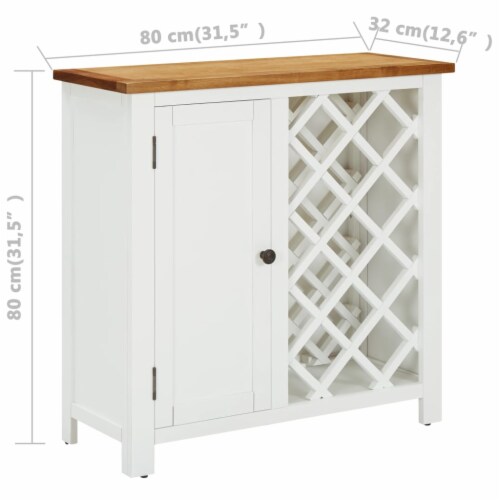 vidaXL Wine Cabinet 31.5 x12.6 x31.5 Solid Oak Wood Perspective: bottom