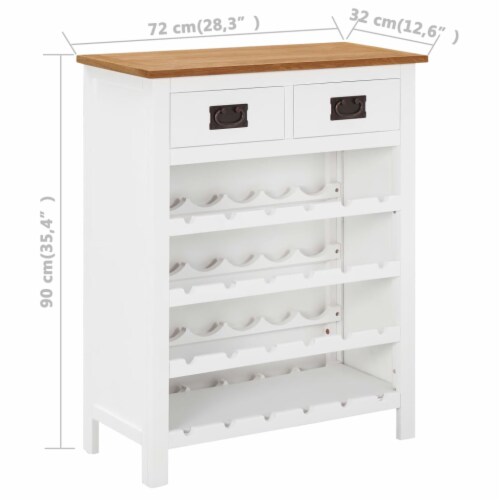 vidaXL Wine Cabinet 28.3 x12.6 x35.4 Solid Oak Wood Perspective: bottom
