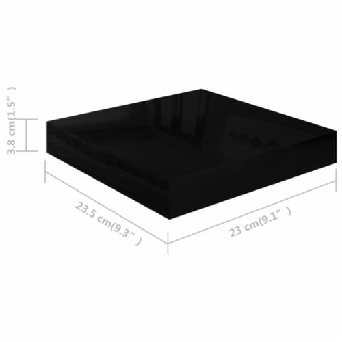 vidaXL Floating Wall Shelf High Gloss Black 9.1 x9.3 x1.5 MDF Perspective: bottom