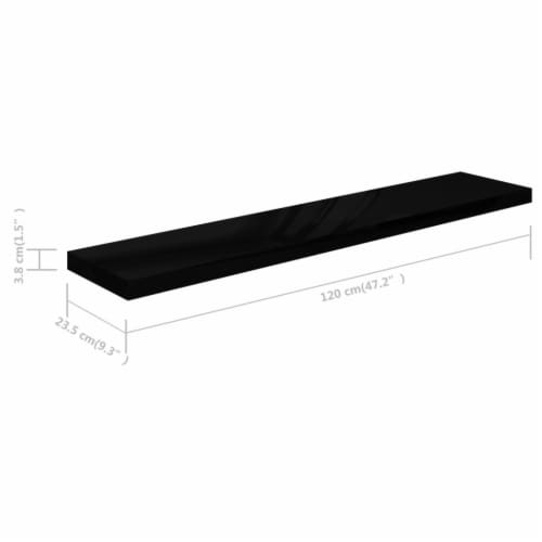vidaXL Floating Wall Shelf High Gloss Black 47.2 x9.3 x1.5 MDF Perspective: bottom