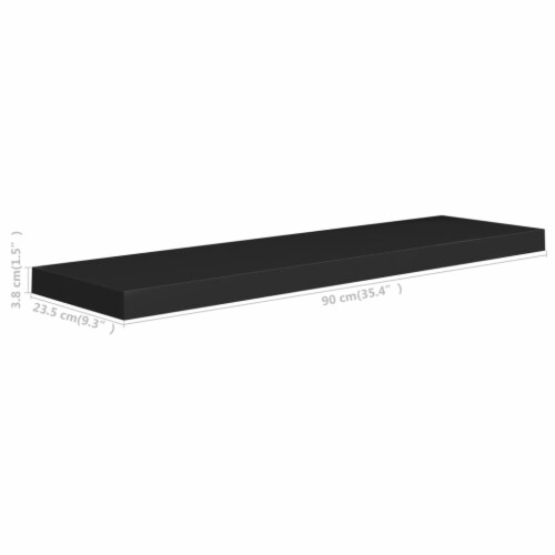 vidaXL Floating Wall Shelf Black 35.4 x9.3 x1.5 MDF Perspective: bottom