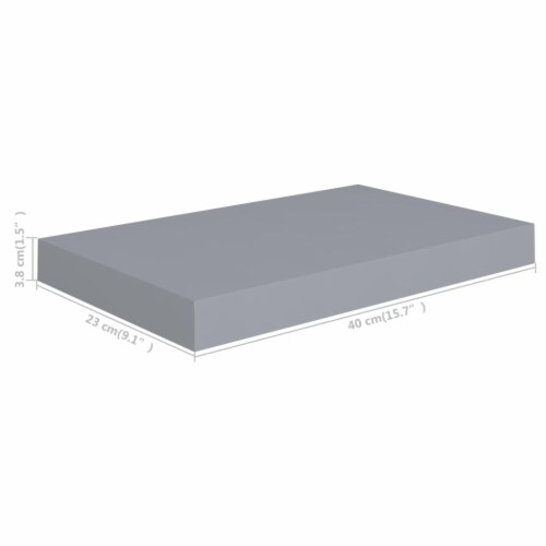 vidaXL Floating Wall Shelves 4 pcs Gray 15.7 x9.1 x1.5 MDF Perspective: bottom
